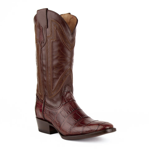 "Stallion" Handcrafted Alligator Belly Exotic Cowboy Boot - Chocolate