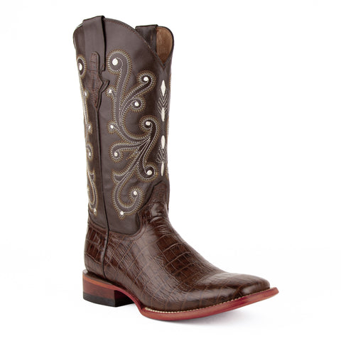 "Mustang" - Handcrafted Rich Chocolate Brown Leather Alligator Western Boots | Ferrini Boots USA