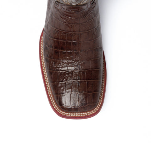"Mustang" - Handcrafted Rich Chocolate Brown Leather Alligator Western Boots | Ferrini Boots USA