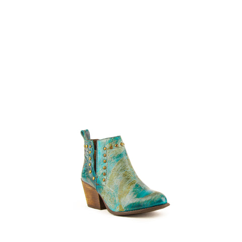 "Stella" Ladies Turquoise Leather Cowboy Bootie | Ferrini Boots