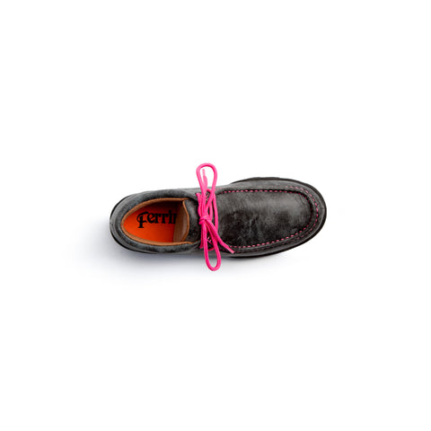 "Rogue" Ladies Casual Lace Up Driving Moccasin - Smoky Black | Ferrini