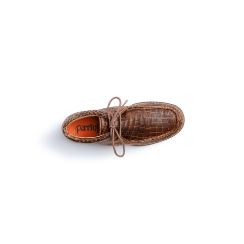 "Rogue" Men's Exotic Casual Lace Up Driving Moccasin - Brown