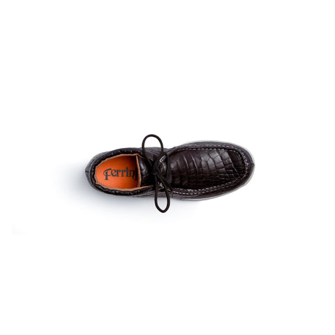 "Rogue" Men's Exotic Casual Lace Up Driving Moccasin - Black | Ferrini