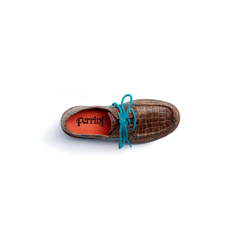 Classy Casual Comfortable Loafer with Turquoise Laces | Ferrini USA