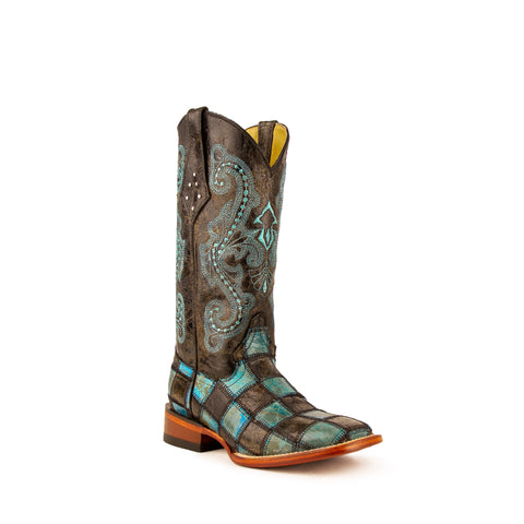 "Patchwork" Distressed Leather Womens Fashion Western Boot | Ferrini